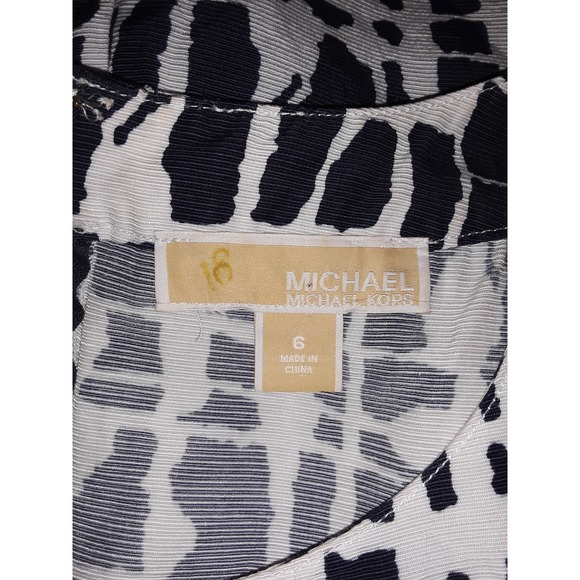 MICHAEL Kors Sz 6 Navy Blue & White Abstract Print Shift Dress - Picture 5 of 5